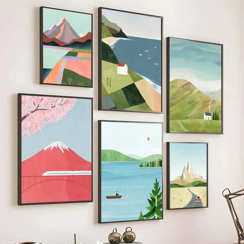 1pc frameless canvas painting 1pc frameless Canvas Summer Surf Beach Girl Tropical Landscape Poster Coastal Trendy Art Pictures