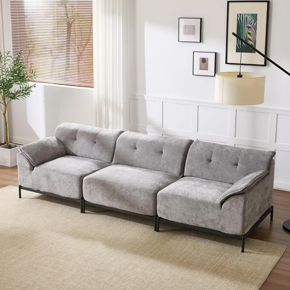 

Modular Sectional Sofa Wide Armrests Solid Iron Frame Compressed Couch for Living Room 106 Inch
