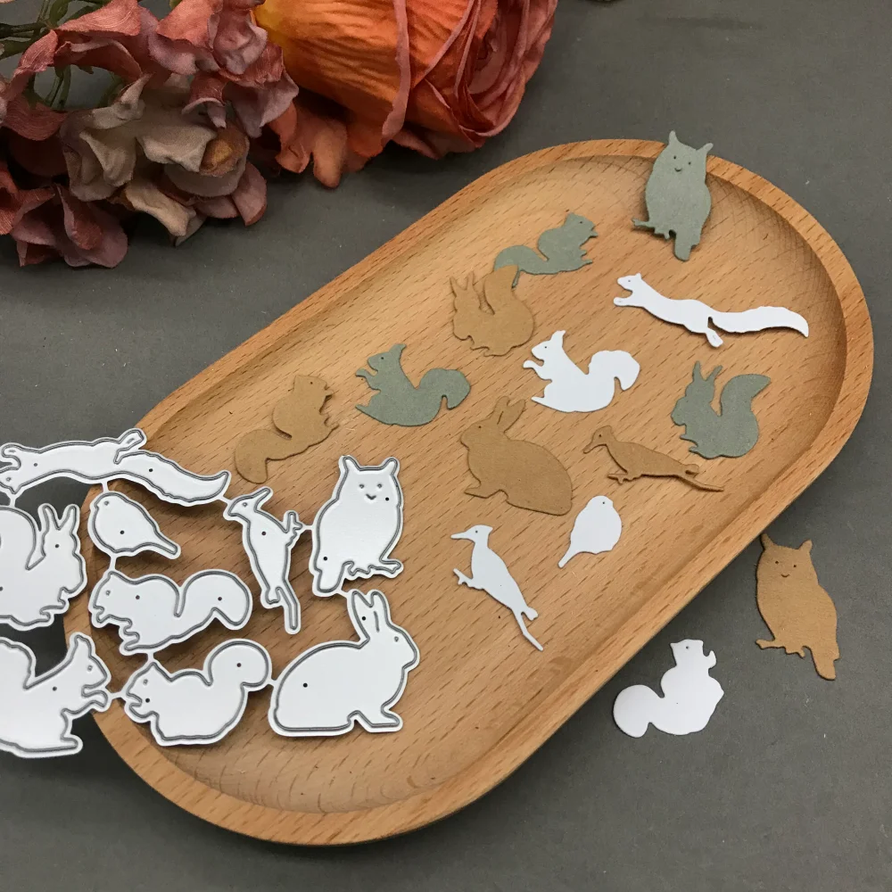 

Squirrels rabbits and birds Metal Cutting Dies Stencils For DIY Scrapbooking Decorative Embossing Handcraft Die CutsTemplate