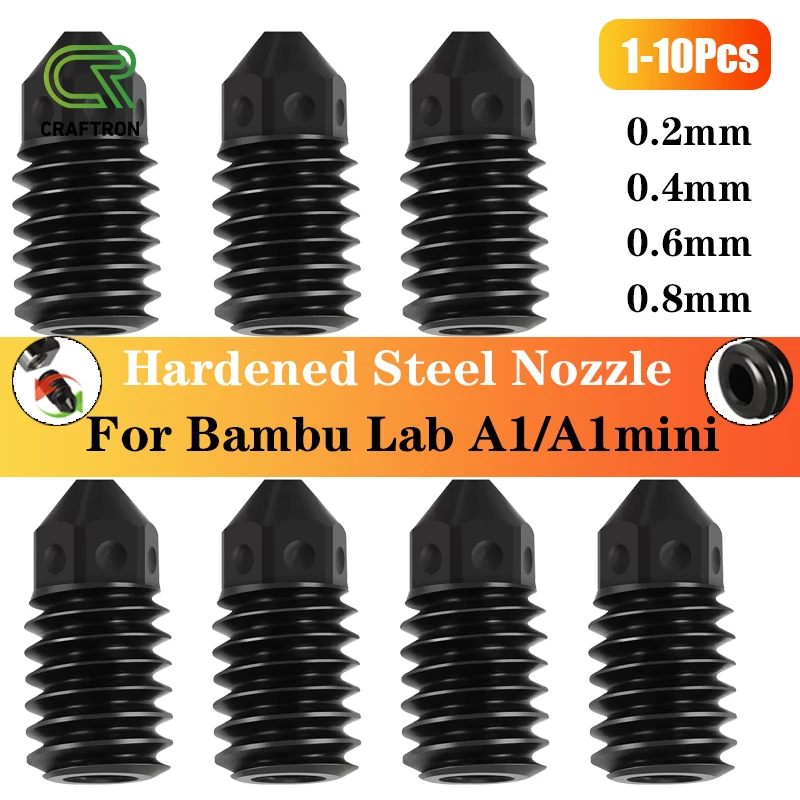 

Hardened Steel Nozzle For Bambu Lab A1/ A1 Mini, 0.2 0.4 0.6 0.8mm 3D Printer Nozzle For Bambulab A1 Mini