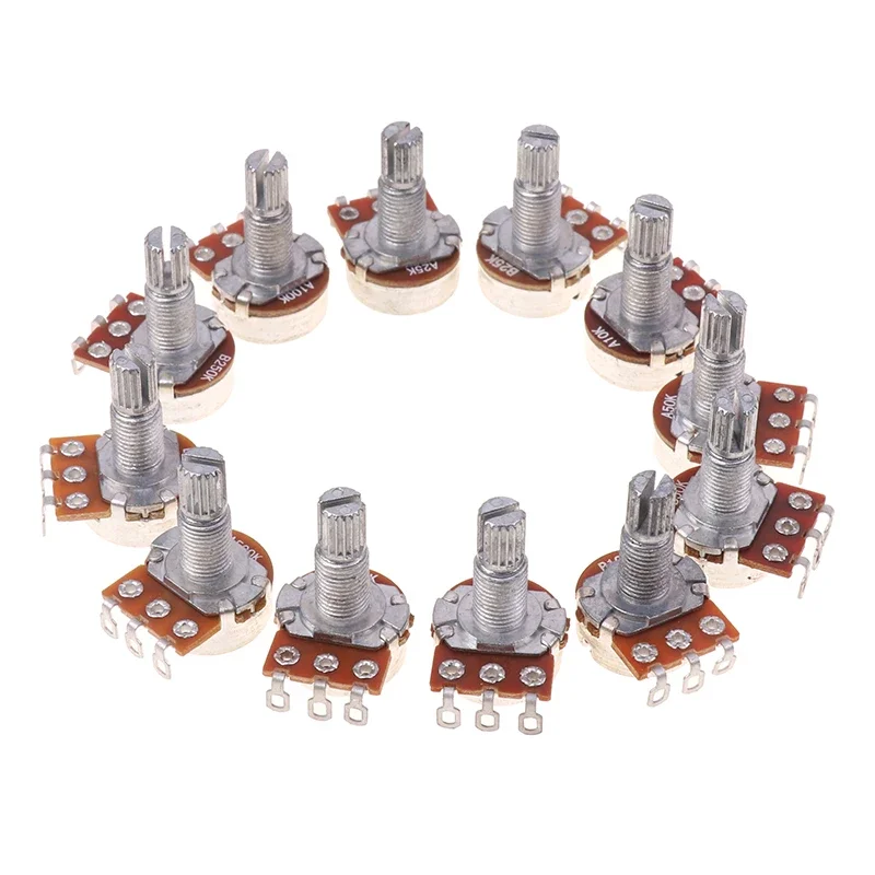 A500K B500K A250K B250K A50K B50K A25K B25K Potentiometer Splined Small Pot Electric Guitar Bass Effect Amp Tone Volume18mm