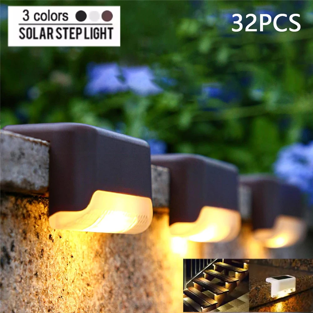 

Warm White LED Solar Step Lamp Path Stair Outdoor Garden Lights Waterproof Balcony Light Decoration for Patio Stair Fence Light