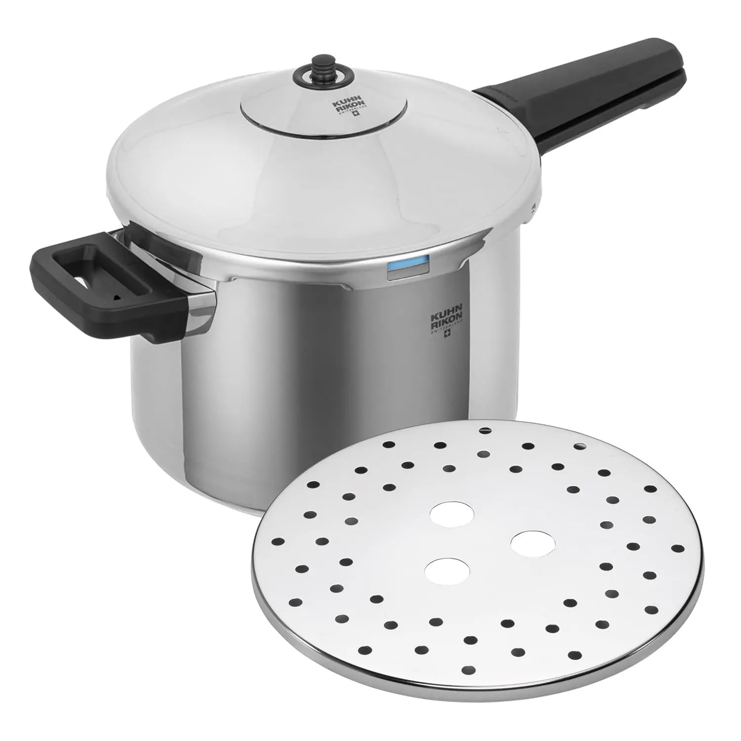 Rikon Stainless Steel Duromatic Saucepan Pressure Cooker 5 Quart, Silver