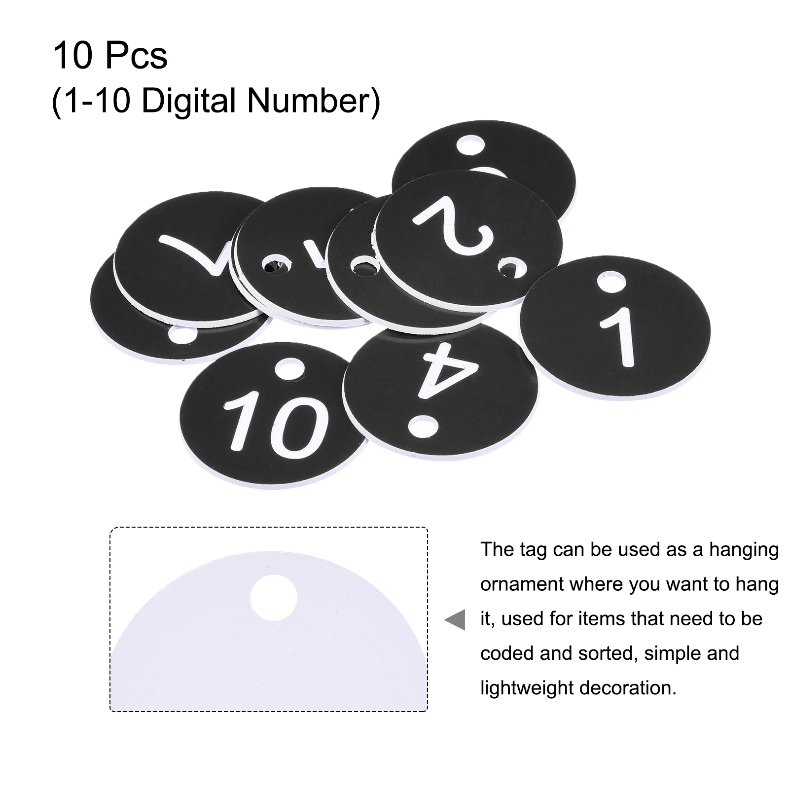 UXCELL 10Pcs 1-10 Number Tags Plastic Labeling Tag for Clothes Hanger Card Round Tags with Hole Easy Link to Keyrings & Lanyard