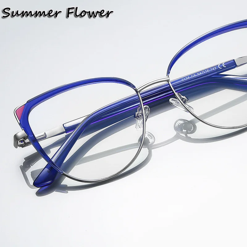 Cat Eye Lady Optical Glasses Frame for recipe Reading Computer Anti Blue Protection Gafas Women Spring Hinge Flexible Eyeglasses