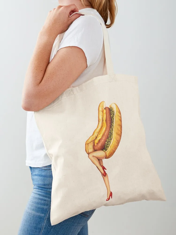 Let's All Go to the Lobby - Hot Dog Girl Tote Bag tote bag women Custom bag great supermarket folding