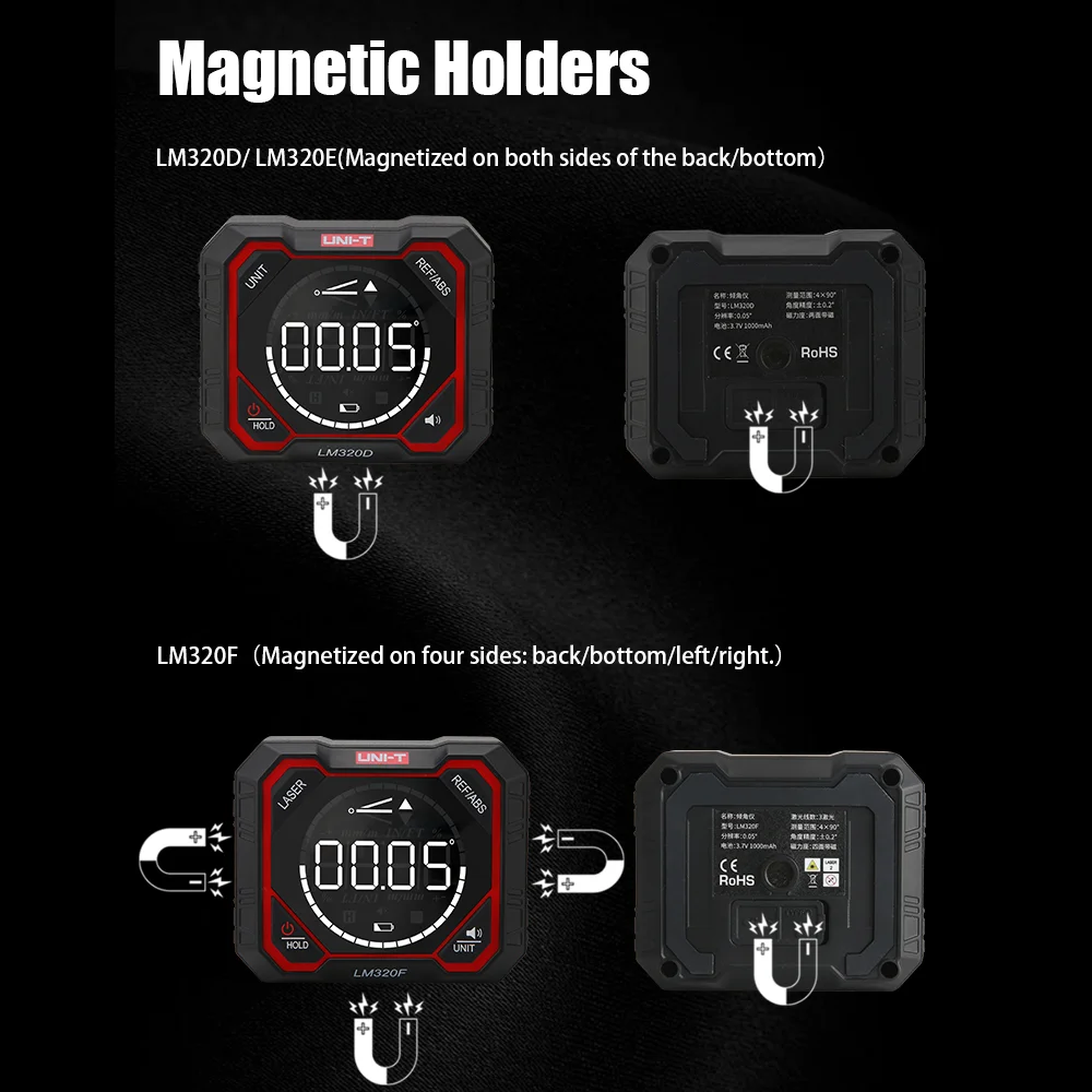UNI-T LM320A LM320F Inclinometro digitale Misuratore di angolo elettronico 4*90 °   Tester angolare per strumento di livellamento laser magnetico 3 goniometro