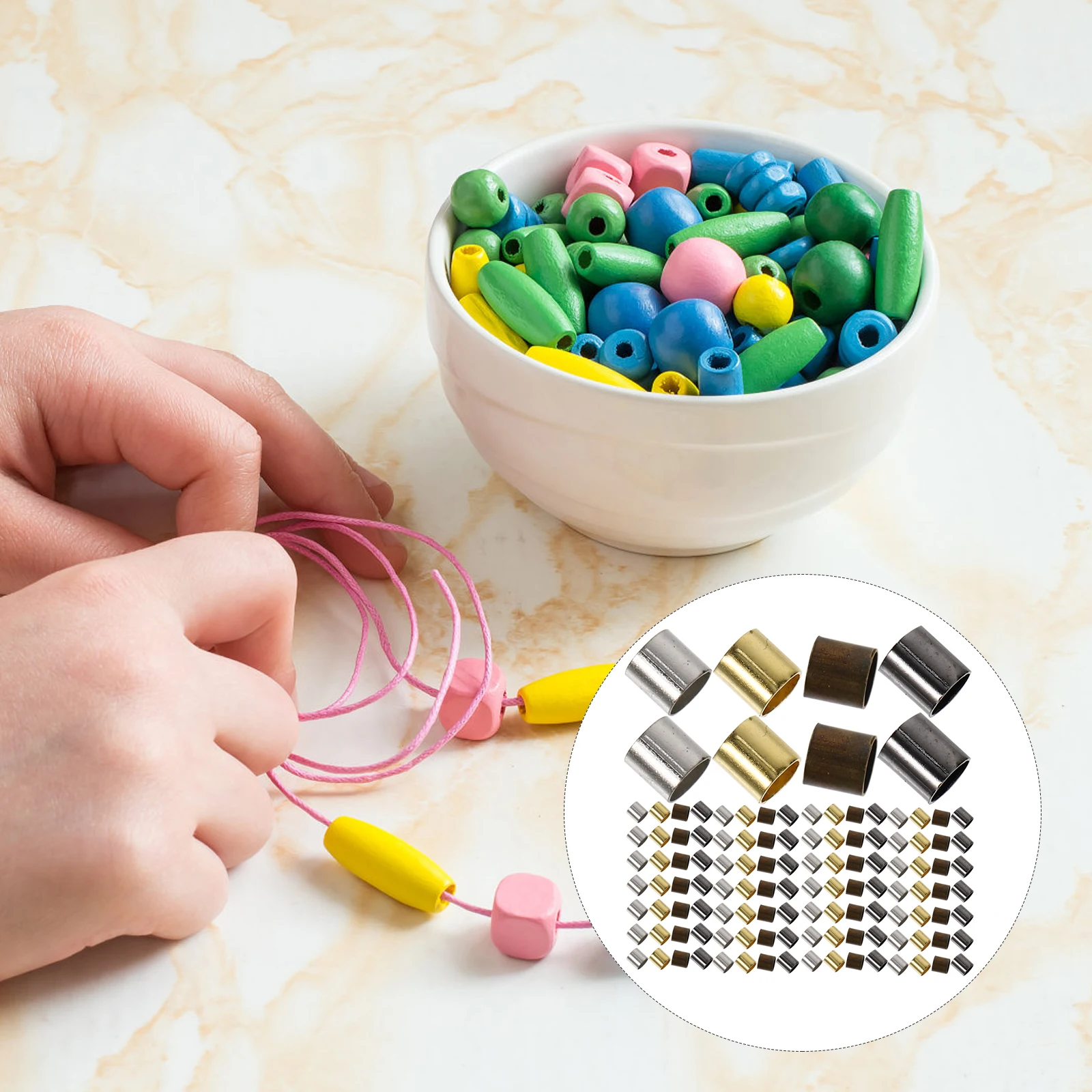 

3000pcs Beaded Fixing Tube Copper Gold Crimp Beads Jewelry Making Supplies DIY Spacer Necklace Bracelet Earrings Keychains