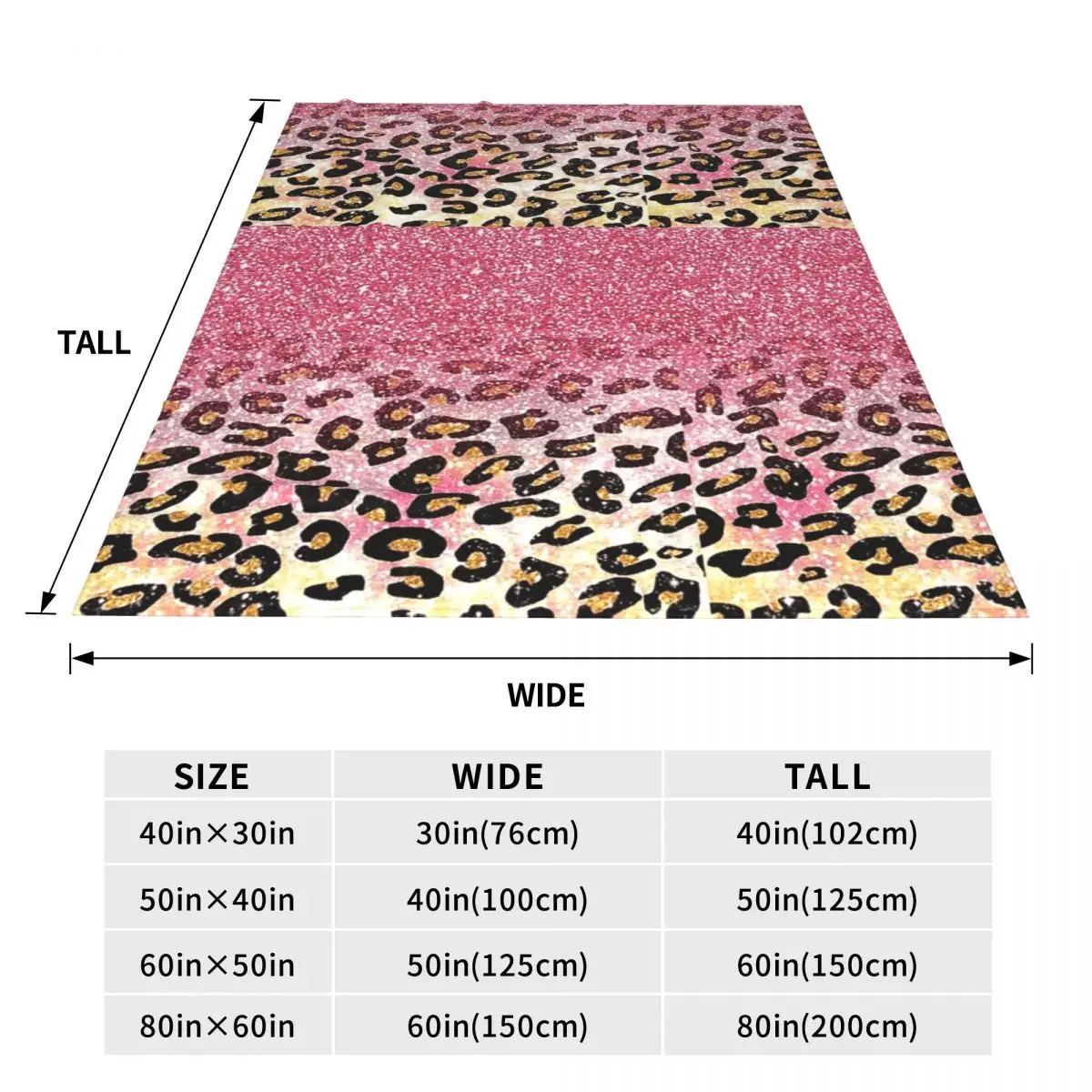 Bubble Gum Pink Faux Glitter Leopard Animal Print Blankets Flannel Sofa Throw Multi-function for Home Travel Throws Bedspread