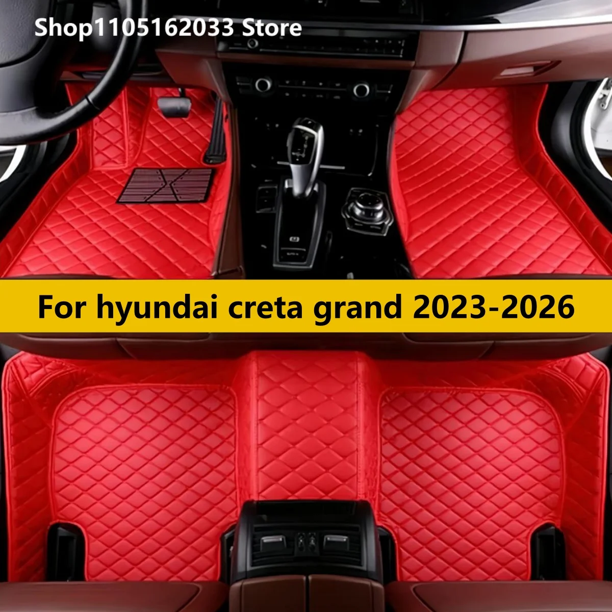 

5 Seats Car Floor Mats Fit For hyundai creta grand 2023 2024 2025 2026 Auto Foot Pads Carpet Leather Anti Slip Full Set Matts
