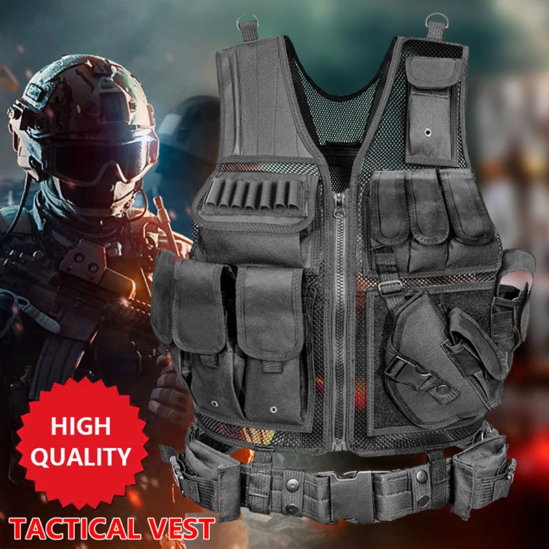 Outdoor AK Military Training CS Multi-pocket Tactical Vest Combat Armor Mens Hunting Paintball Police Security Vest