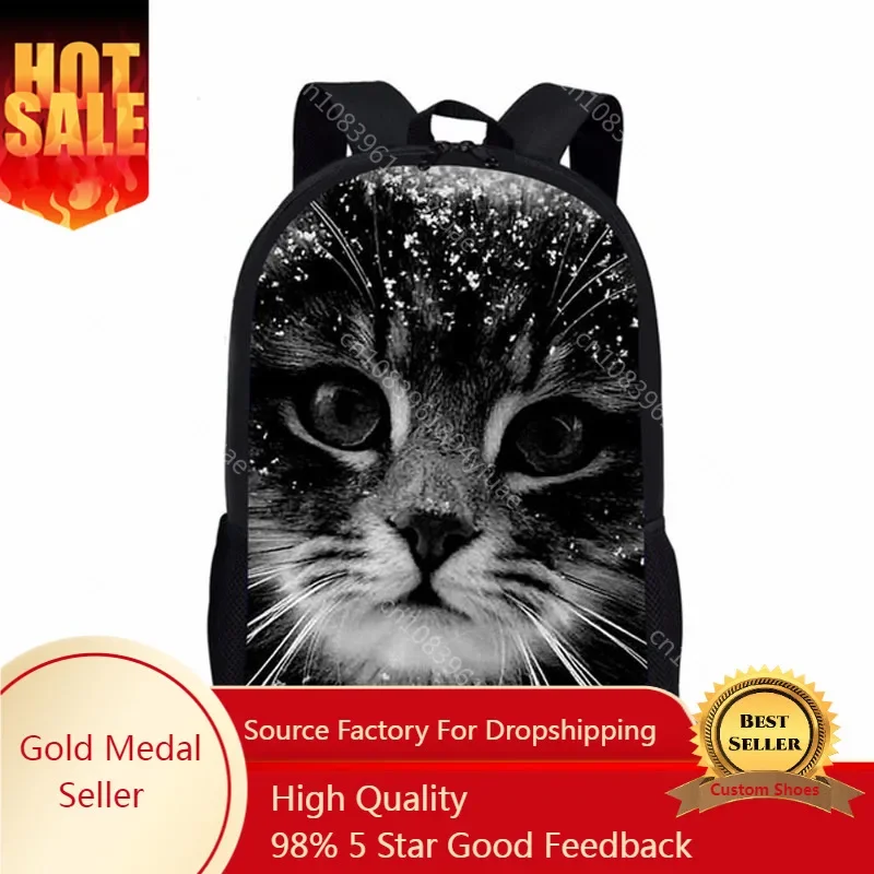 

Cute Cat 3D Print 16 Inch Schoolbags For Girls Boys Children Kids Backpack School Book Bag Primary Student Bookbags