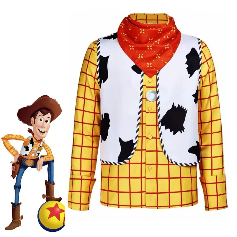 Disfraz de Woody Cos de Toy Story para Halloween, conjunto de juego de rol de Sheriff con camisa y chaleco para carnaval, fiesta temática de disfraces.