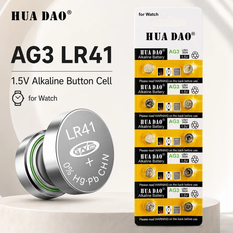 Button Cell Battery AG3 LR41 SR41 L736 SR41SW 1.5V for Smart Watch Toy Accessories, 20-60PCS Lithium Coin Cell Replacement
