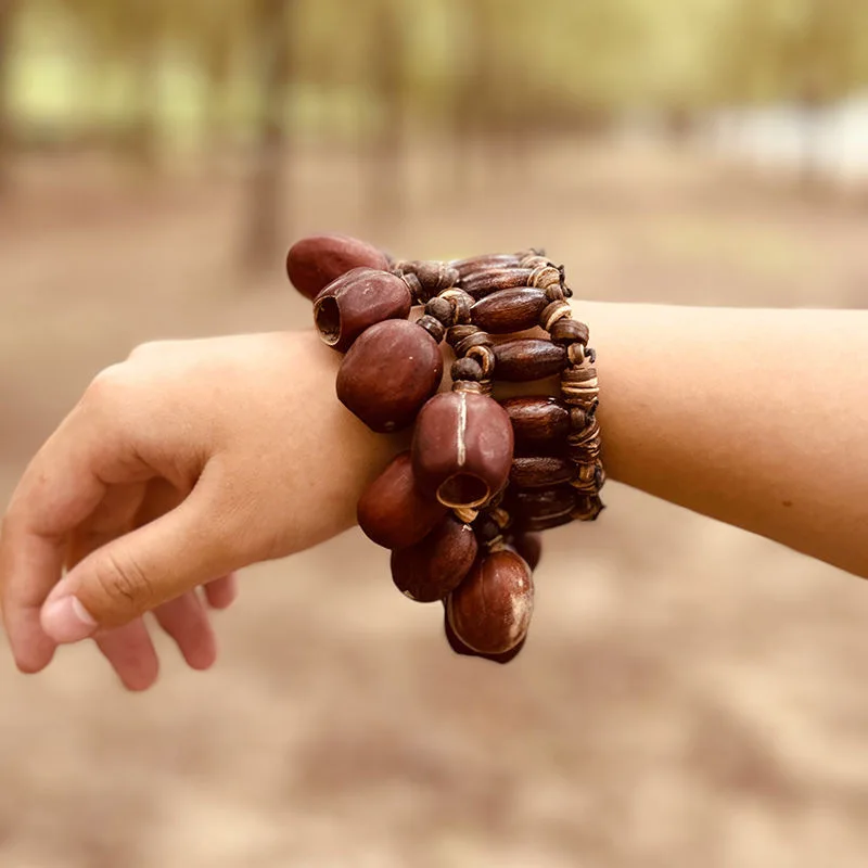 สร้อยข้อมือเปลือกผลไม้ธรรมชาติ กลองแอฟริกัน เครื่องดนตรีเคาะจังหวะ เครื่องดนตรีประกอบ เครื่องดนตรีเคาะจังหวะ เครื่องประดับ กระดิ่งมือ