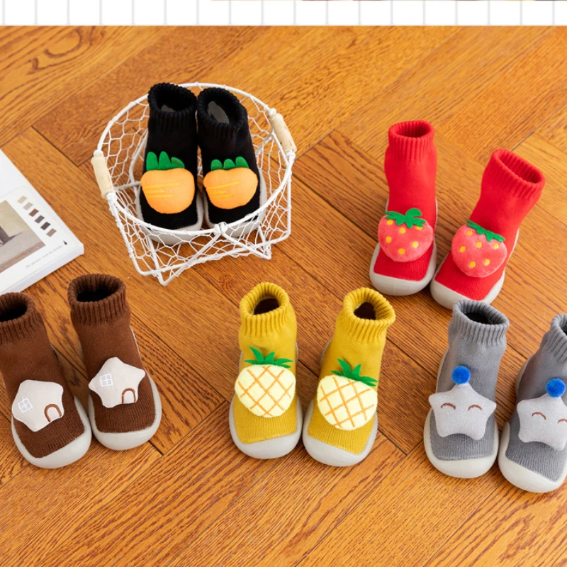 Meias Terry espessas para crianças, sapatos de chão, top alto, quente, outono e inverno