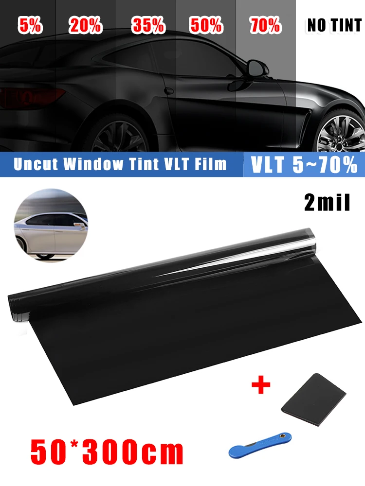 

50*300CM Black Car Window Film 20%//50%/70% VLT Window Tinting Glass Shading Sticker Summer UV Protector Auto Accessories