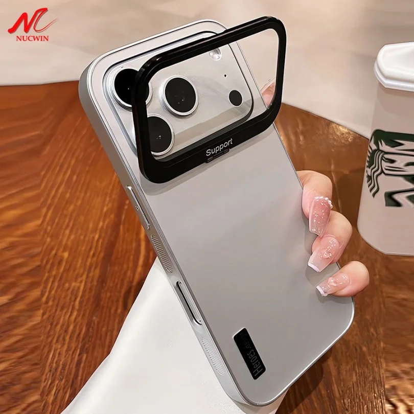 Luxuriöse Handyhülle mit Linsenschutz und Ständer, matt, für iPhone 17 Pro Max 17 Pro, stoßfeste Panzerhülle mit großem Fenster