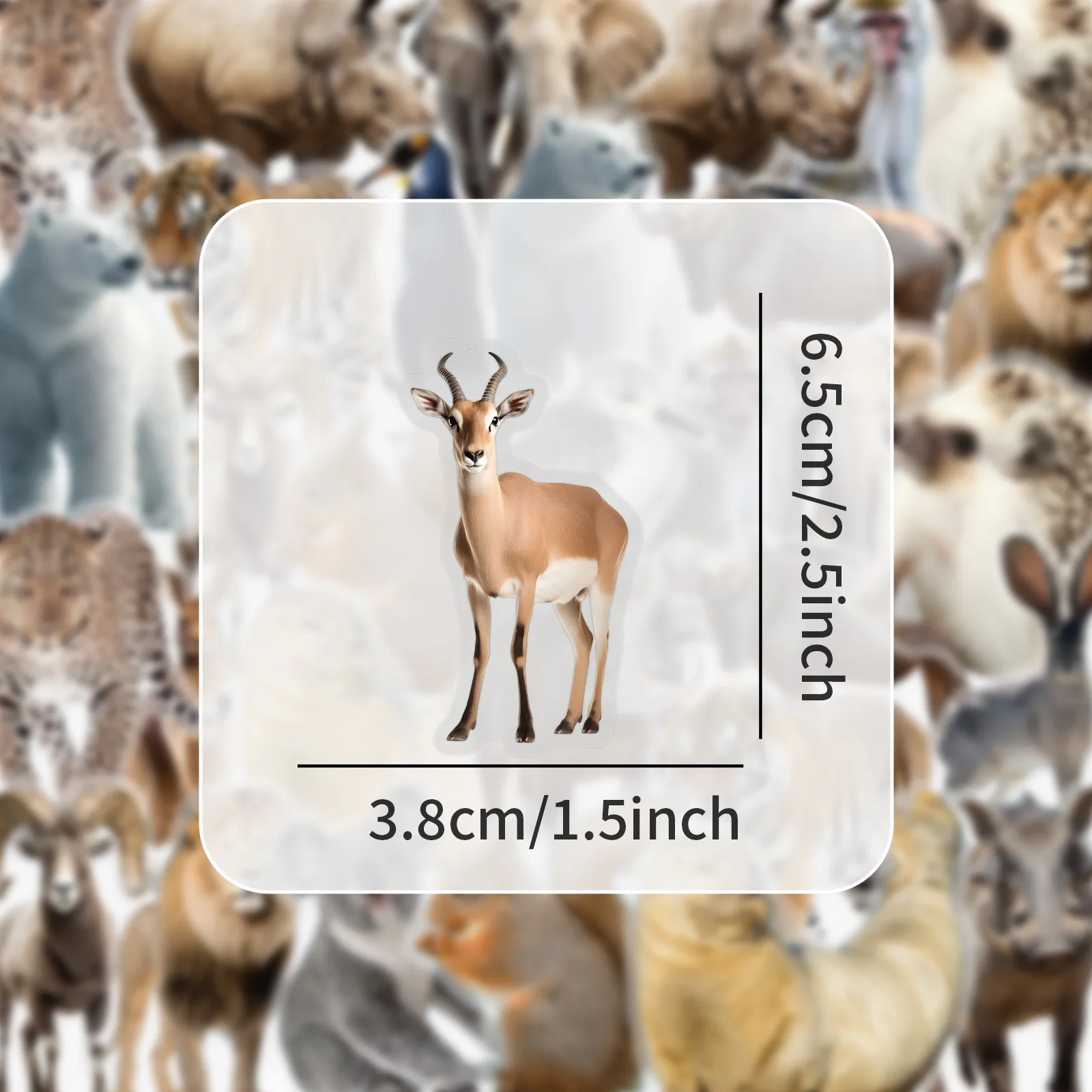 10/50 قطعة ملصقات شفافة الحيوانات البرية ملصق الحيوان الشارات واقعية لعبة الأمتعة المحمول الهاتف الغيتار سيارة الدراجة ملصق لعبة #4