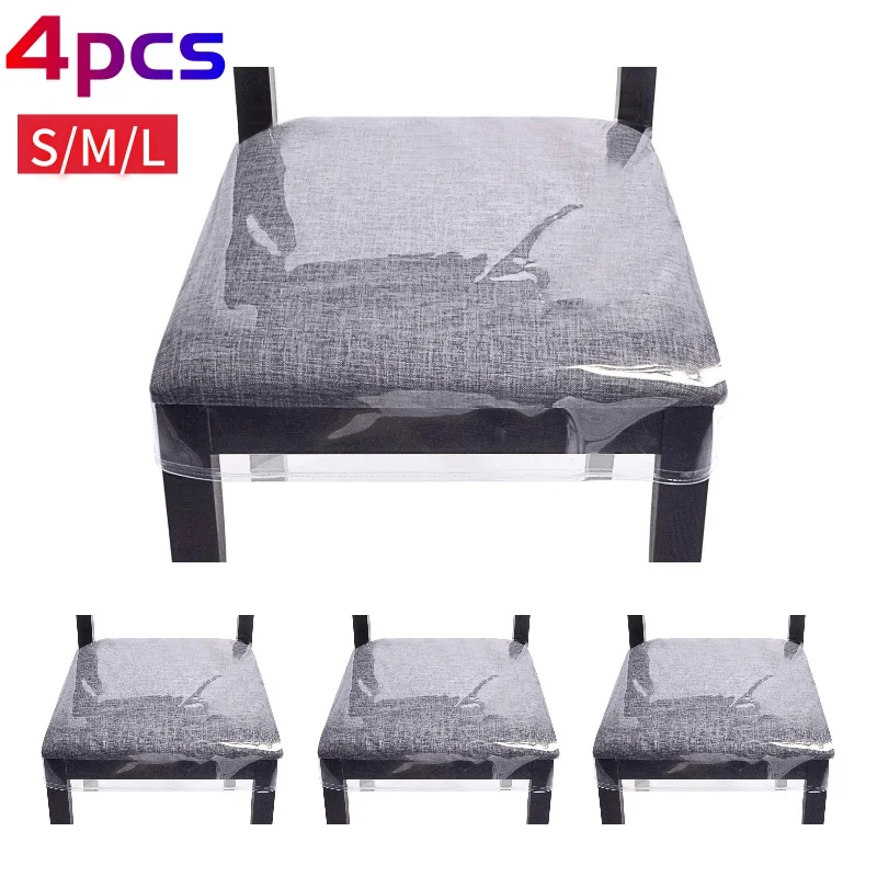 Dinning Seat Covers Transparent PVC Waterproof Pet-proof Chair Covers Protectors Anti Scratch Dustproof Slipcover with Magic
