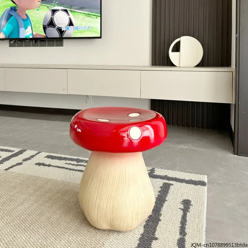 Internet Celebrity Cute Mushroom Stool, Low Stool for Living Room and Bedroom, Shoe Changing Stool, Creative Home Decoration