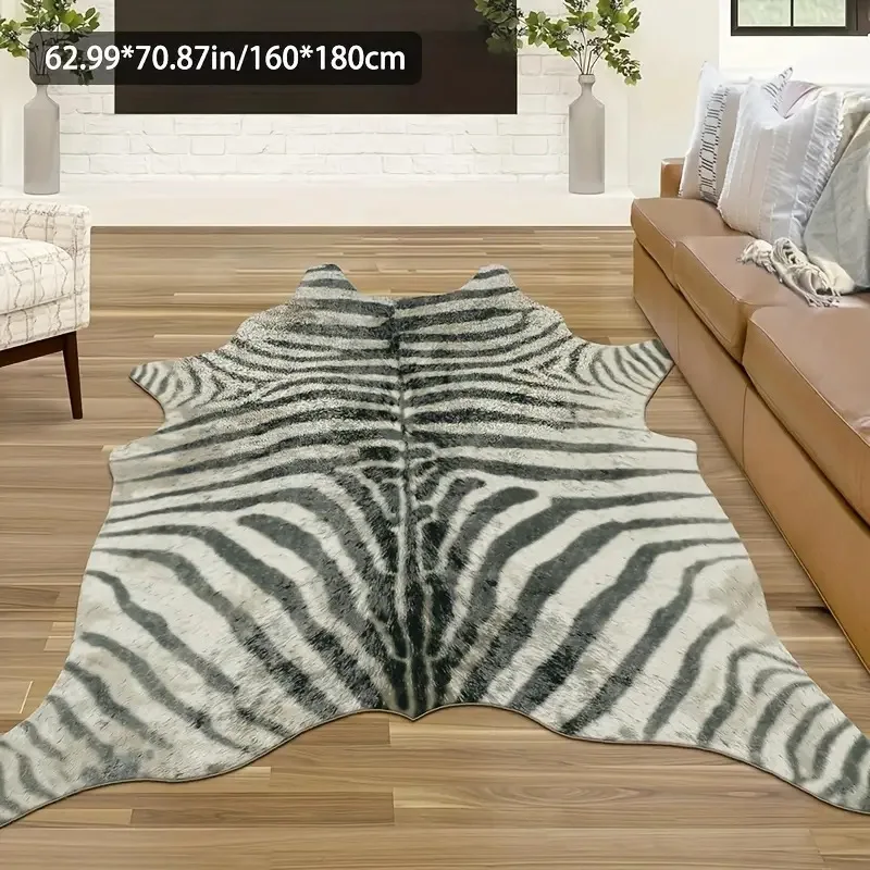 Modern Minimalist Animal Hide Pattern Rug Irregular Printed Carpet Soft Skin Friendly Floor Mat For Home Decor Bedroom Rugs