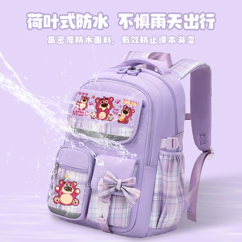 2024 new strawberry bear printed backpack schoolgirl cute stitch doll backpack high-capacity teenage school backpack