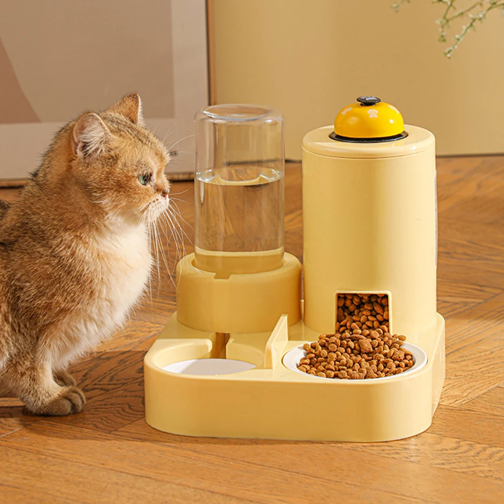 

Pet Feeder Water Dispenser Set, Automatic Pet Feeder And Water Dispenser 3 In 1 With Bell, Suitable For Dogs Cats Pets