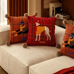 Throw Pillows Cover Scottish Black Scottie Dogs Red Bows On Animals Wildlife Terrier Black Silhouette Vintage Cushion Case Decor