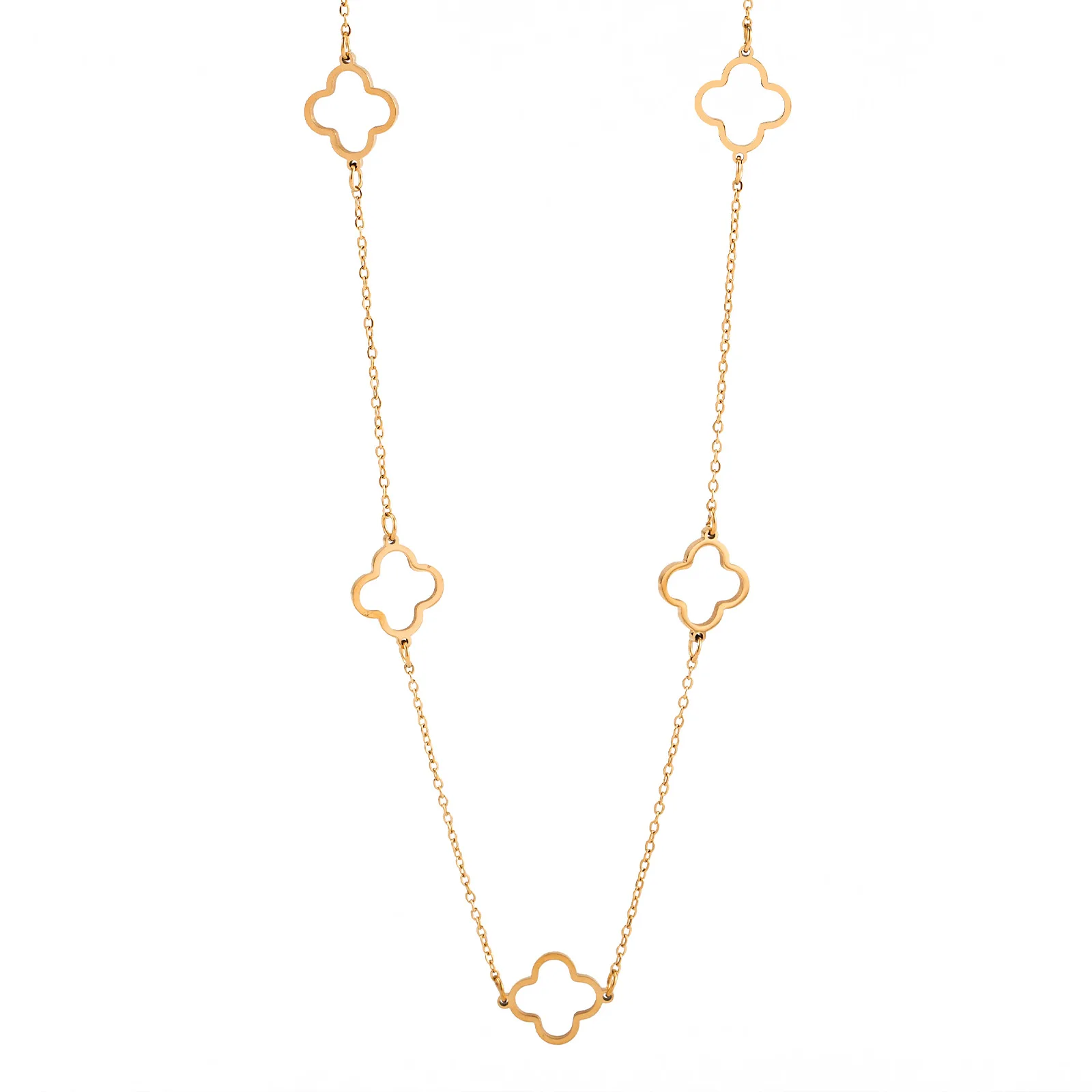 Fashion Leaf Clover Necklace Clover Pendant Station Necklaces for Women Gold Color Stainless Steel Lucky Leaf Jewelry image 4