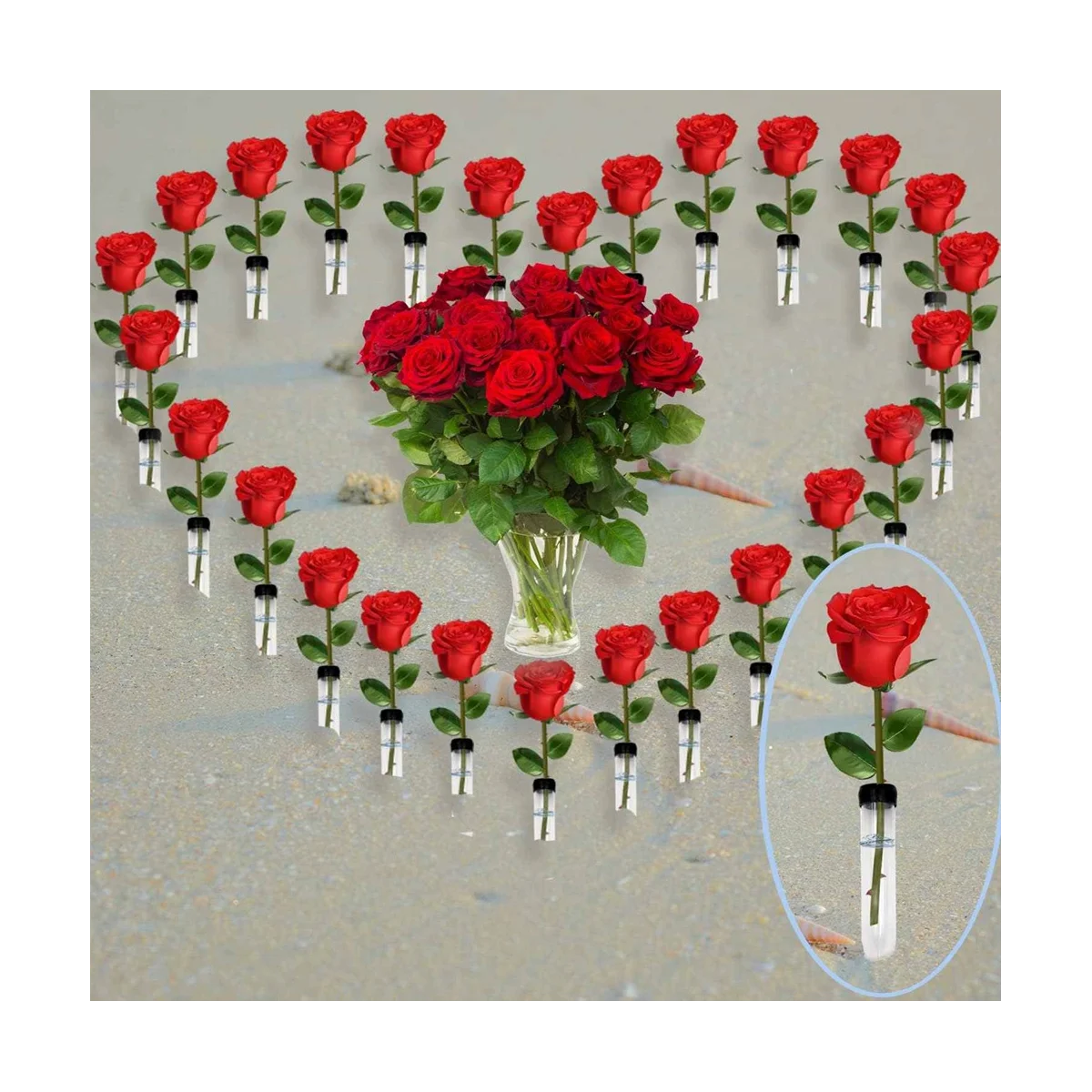 Lot de 100 tubes à fleurs réutilisables en plastique, tubes à eau transparents pour fleurs