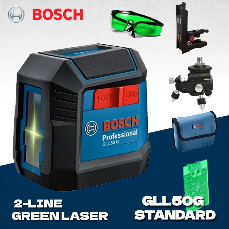 BOSCH GLL50G Nível Laser para Decoração de Casa, Alta Precisão, Horizontal e Vertical, Luz Verde, Ferramentas de medição