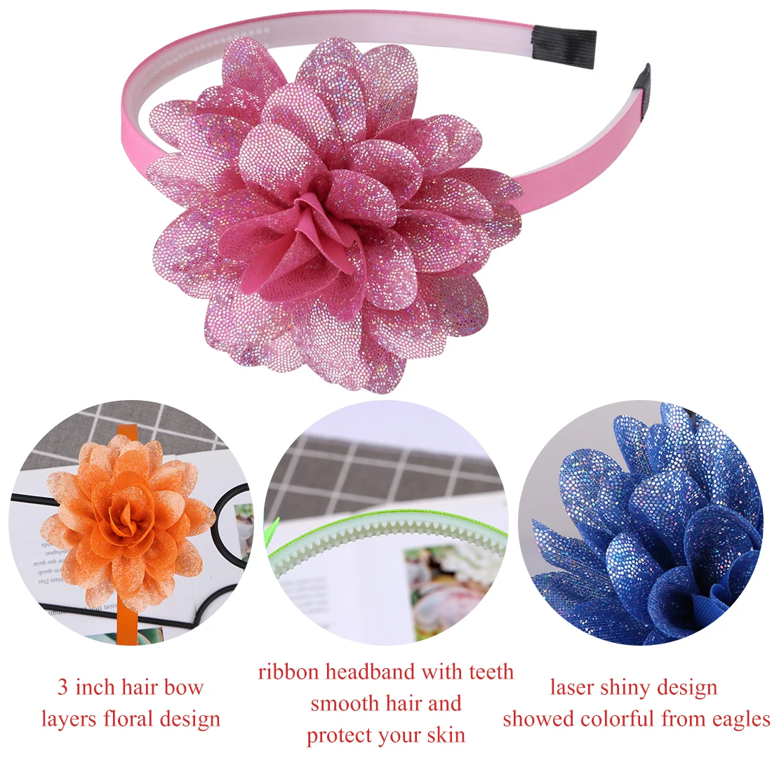 Fashion Laser Flower Hairbands Sweet Women Girls Princess Flower Headbands Headwear Kids Children Hair Accessories Hair Bands