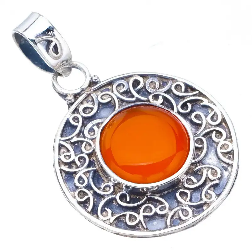 StarGems Carnelian Handmade 925 Sterling Silver Pendant 1.25