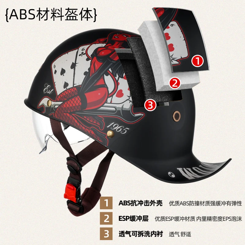 Retro Half Scooter Helmet Baseball Cap Safety for Motorbike Vintage Electric Cycling Motorcycle Classic Fashion Helmets