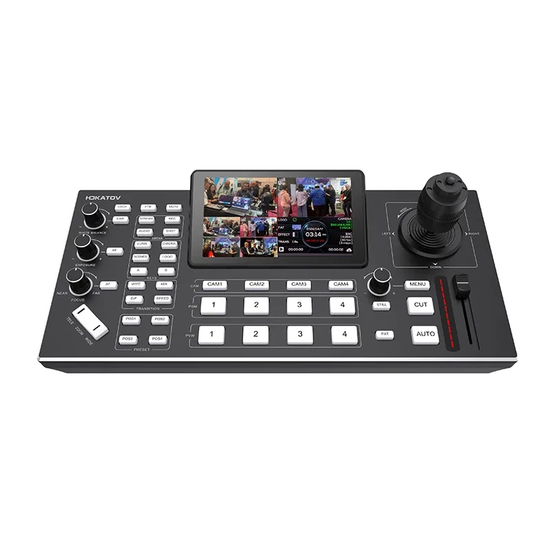 5.5 inch FHD LCD 4-Channels Live Streaming Video Switcher with PTZ Control & Chroma/Luma Key for Diverse Scenarios