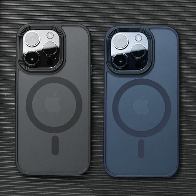 

Матовый полупрозрачный матовый чехол для телефона для iPhone 17, 16, 14, 13, 12, 12 Pro Max Plus, магнитный чехол для беспроводной зарядки Magsafe