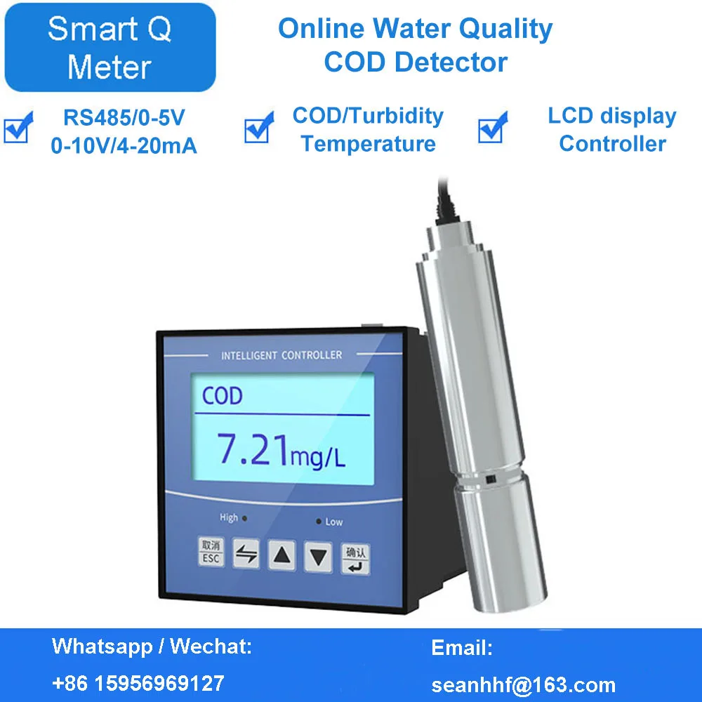 Portable LED water quality 485 intelligent controller industrial turbidity COD stainless steel electrode sensor detector