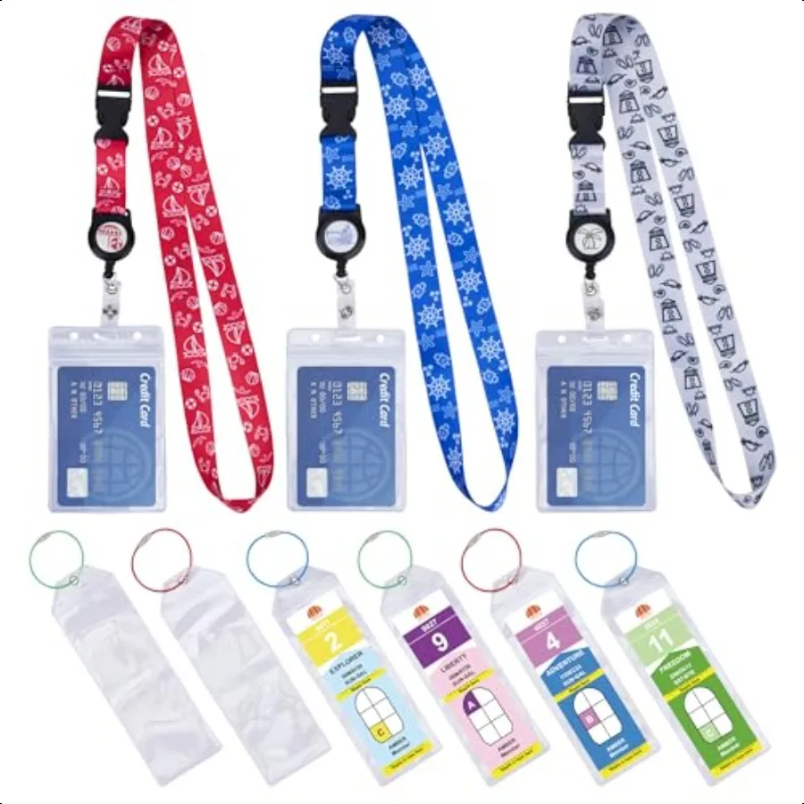 

Cruise Lanyards 9PCS Retractable for Ship Cards Royal Caribbean Celebrity 2024 2025 Waterproof Lage Tag Holders Set With Detach