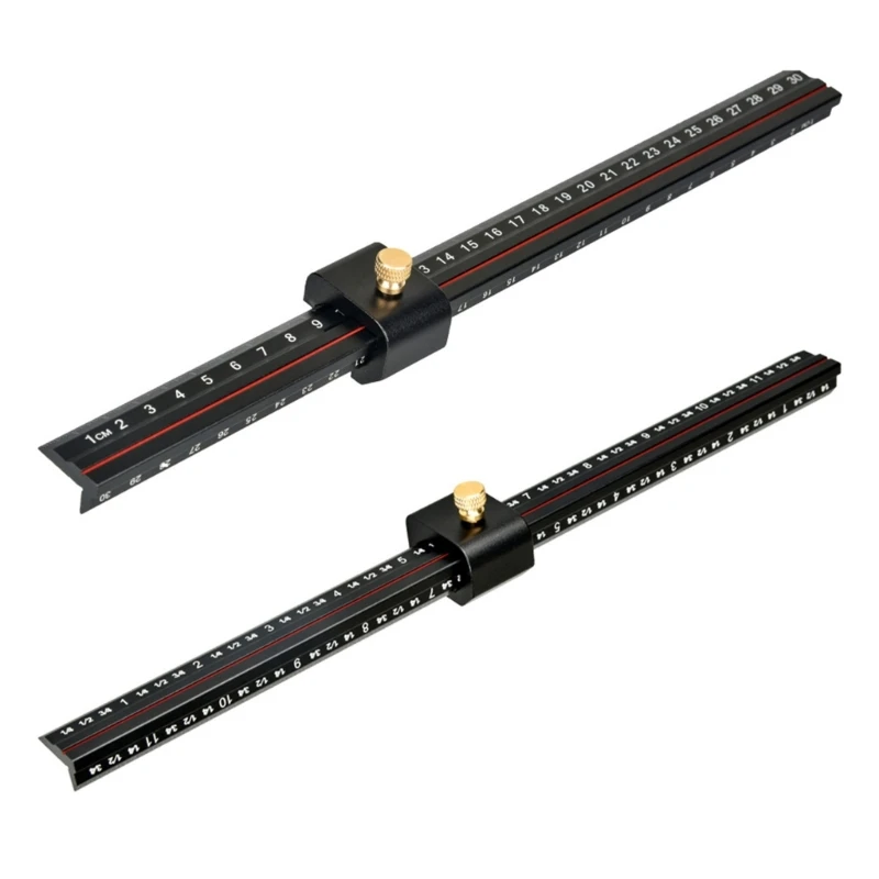 Aluminum Alloy L Type Ruler with Adjustable Stop Accurate Measurement Tool with Adjust Limit for Accurate Line Creation