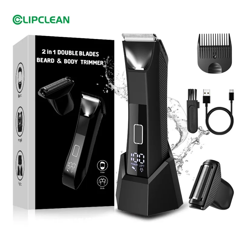 

Double-blade Ceramic Bikini & Groin Hair Trimmer with LCD Display IPX7 Waterproof for Sensitive Areas Men's Body Hair Trimmer