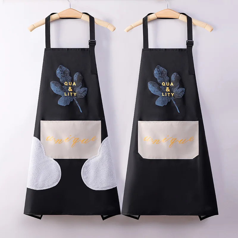 Kitchen Apron Men Women\'s Kitchen Waterproof and Oil-proof Household Can Wipe Hands Adjustable Shoulder Straps Sleeveless Aprons