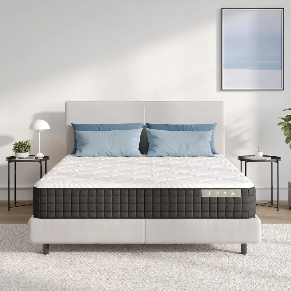 Materasso 160x190, Materasso Matrimoniale in Schiuma di Bambù, Tessuto Riempito con Gel Memory Foam Traspirante, Materassi