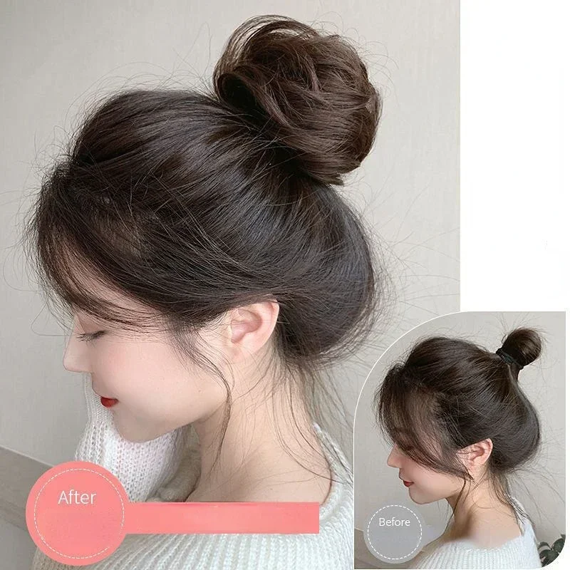 Women Fluffy Bun Invisible Seamless Natural Bun Braiding Hair Ring Ponytail Decoration Women Girls Hair Tie Hair Braids Styling