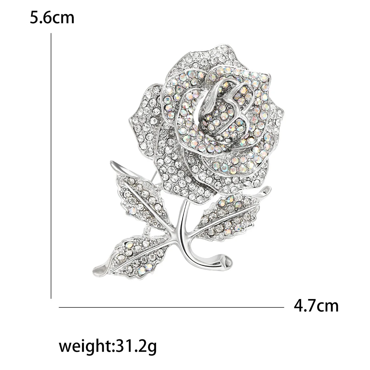 SKEDS Luxury Women Exqusite Rose Flower Shiny Boutique Rhinestone Brooches Pins Lady Gorgeous Crystal Plant Badges Buckle Gift