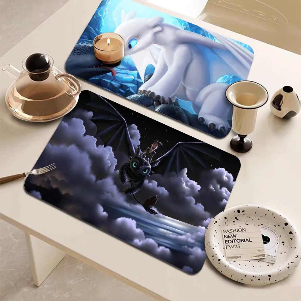 

Toothless Fury Dragon Coffee Cup Ironing Mat Modern Art Texture Drying Mat Kitchen Counter Coffee Bar Drain Mat
