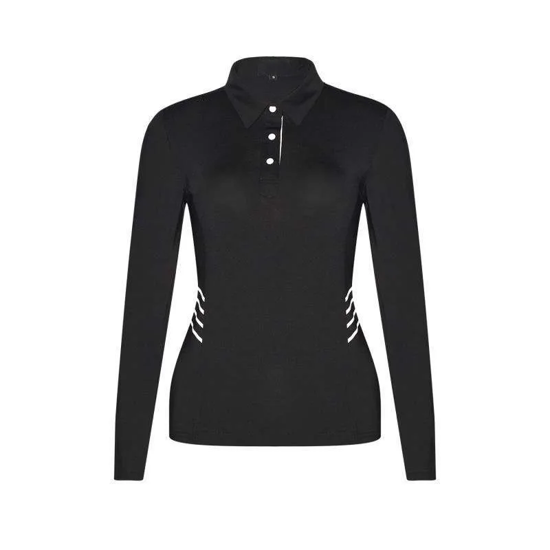 Korean Style Golf Polo Shirts Women Solid Color Fashion Slim Long Sleeved T-Shirt Ladies Sports Tops Casual Autumn Winter