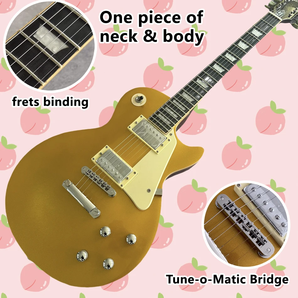 LP 1959 R9 Electric Guitar, One Piece Of Neck And Body, Frets Binding, Tune-o-Matic Bridge, Gold Maple Top