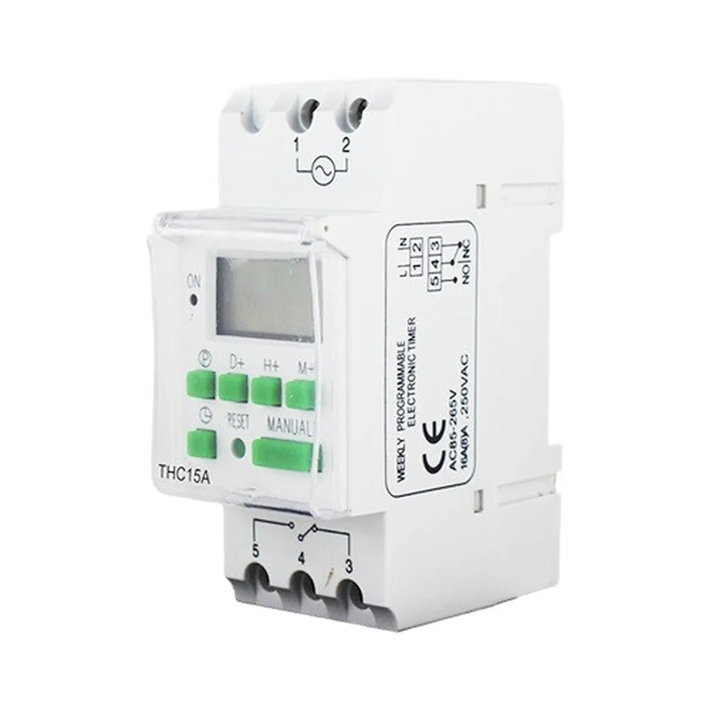 Rail Mounted Cyclic Timer Switch 220VAC 7 Day Programming 16 ON OFF Operations for Streetlight Control and Factory Equipment