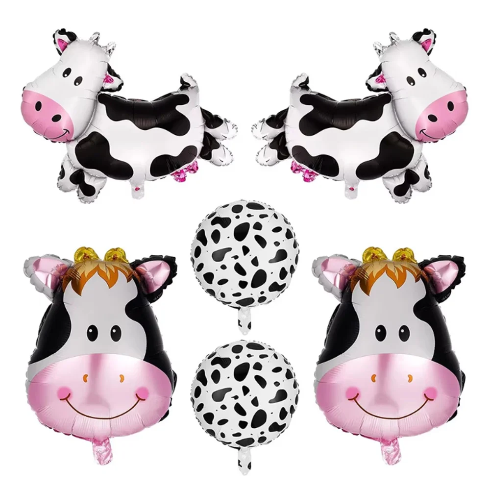 6 قطعة بالونات البقرة مجموعة مضحك البقرة طباعة احباط بالون لاستحمام الطفل صبي فتاة 1st عيد ميلاد مزرعة الحيوان الغربية موضوع ديكور الحفلات